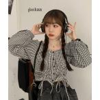 ブラウス シャツ ギンガムチェックドロス