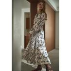 ワンピース Aurelia Flower Pleated Dress ラッフルタイ付きフラワープリントプリーツドレス