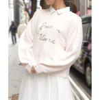 ニット セーター スパンコールロゴ刺繍ニット レディース