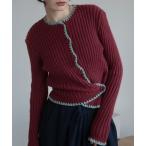 カーディガン 配色ステッチニットカーディガン/新色追加 レディース