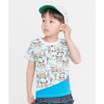 tシャツ 総柄プリントヘンリーネックTシャツ キッズ 子供服 男の子