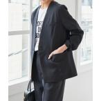 ジャケット ノーカラージャケット 「追加」ドライダブルクロスVカラージャケット レディース