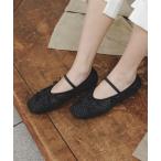 バレエシューズ パンプス メニーリボンメッシュフラットシューズ