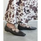パンプス スクエアトゥギリーフラットシューズ