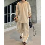 チノパン コットンワイドワークパンツ(kiharu select) / シェフパンツ バレルレッグ バレルパンツ コクーン ルーズ 総ゴム レディース