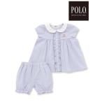 ベビー 「POLO BCS(ポロ・ビーシーエス)×SLAP SLIPコラボ」「お揃い」襟バイカラーストライプ柄ワンピース+ブルマ2点セットベビー(70