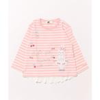 tシャツ mimiアップリケボーダー長袖Tシャツ(80〜140) キッズ 子供服 女の子