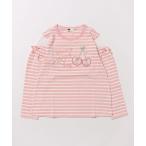 tシャツ 肩チュールボーダー長袖Tシャツ(120〜160) キッズ 子供服 女の子