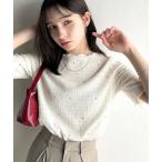 tシャツ 心ときめく夏のスタイルを叶える。メロウビジュ―ジャガードトップス(半袖) レディース
