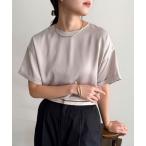 ブラウス シャツ 「WEB限定カラーあり」サテン半袖Tシャツブラウス レディース