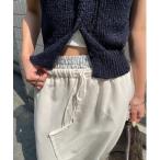 スカート ダブルウエストリメイクデザイン裏毛スカート