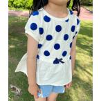 tシャツ リボン付き水玉切替半袖Ｔシャツ キッズ 子供服 女の子