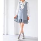 ワンピース 裾シフォンフリルミニジャンスカ