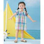 ワンピース 半袖前開きオリジナルチェックワンピース キッズ 子供服 女の子