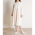 ルームウェア 部屋着 キッドブルー -ミモザレースインレイ -長袖ワンピース -KRBR516 -kidblue レディース