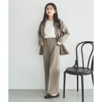 パンツ 「150cm前後の小柄さんサイズ」リネンライク センタープレスストレートパンツ レディース
