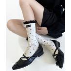 靴下 Nia(ニア)/ドット柄フリルソックス レディース