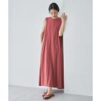 ワンピース クルーネックノースリーブフレアワンピース-手洗い可-