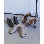 シューズ アシンメトリーチャンキーヒールミュール レディース