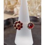 指輪 リング 「mallelabrocante/マルラブロカント」ヴィンテージグラスストーンフラワー×天然石のフォークリング/金属アレルギー対応 レデ