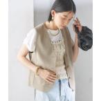 ベスト ジレ 「手洗い可能」Asami 麻調合繊 ショート ジレ レディース