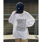 tシャツ 「ISOOK / アイスー」オーバーサイズプリントロンT / 長袖 Uネック ラウンドネック Tシャツ レタリング ルーズ丈 ビックシルエッ