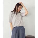 tシャツ パールネックレスプリント トロンプルイユTシャツ レディース