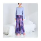 パジャマ ルームウェア チェックパターン ルームウエア ブルー レディース