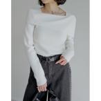 ニット セーター 「ブラ紐隠し」アシンメトリーオフショルダーリブニットトップス レディース