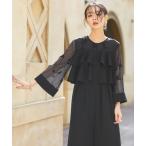 パンツドレス オケージョンドレス 結婚式 ｜ シアー エンブロイダリースリーブ ダブルフリル パンツドレス ｜ 二次会 披露宴 パーティー パーティー