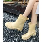 長靴 レインブーツ ラバー素材 タンクソール ショート レイン ブーツ レディース