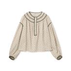 ブラウス シャツ コットンローンプリント クルーネックブラウス レディース