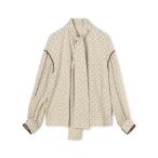 ショッピングプリント ブラウス シャツ コットンローンプリント ボウタイブラウス レディース