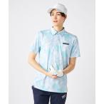 ポロシャツ 「FILA GOLF」ワッフルメッシュ リーフ柄 半袖シャツ 吸汗速乾 メンズ