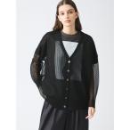 カーディガン mizuiro ind パターン編みVネックカーディガン レディース