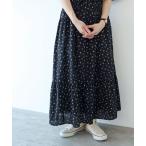 スカート 小花柄抜染 ギャザースカート