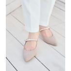 パンプス パールストラップポインテッドミュール