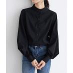 ブラウス シャツ シルクタッチスタンドカラーボリュームスリーブシャツ レディース