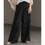 パンツ 花柄フロッキーワイドパンツ レディース