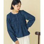 ブラウス シャツ デニムシャーリングクルーネックブラウス レディース