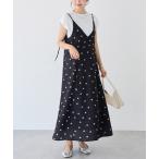 ワンピース 麻調合繊ドットキャミワンピース