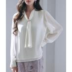 ブラウス シャツ 2wayプリーツリボンシフォンブラウス レディース