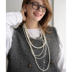 ネックレス パールレイヤードロングネックレス レディース
