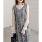 ショッピングバブ ワンピース 「S・Mサイズ展開」ミックス編みニットワンピース