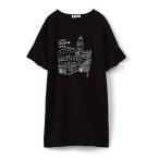 tシャツ 袖フリルイラストチュニック レディース