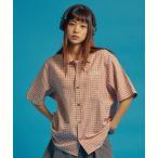 シャツ 「SEQUENZ(シークエンズ)」SQNZ APPLIQUE CHECK SHIRTS / シャツ 短丈 ショート丈 チェック 半袖 刺繍 メ