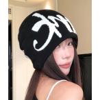 ショッピングニット帽 ニット帽 ニットキャップ ビッグロゴ Y2Kジャガードニットキャップニット帽 レディース