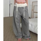  тренировочный брюки джерси [ MEMECLE /memekru] кружевная лента талия широкий тренировочный брюки женский 