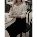 tシャツ 「RE ARRIVAL」ドレープデザイントップス / ホワイト レディース