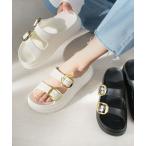 サンダル 「厚底・軽量」ダブルベルトEVAサンダルコンフォートサンダル/シャワーサンダル レディース